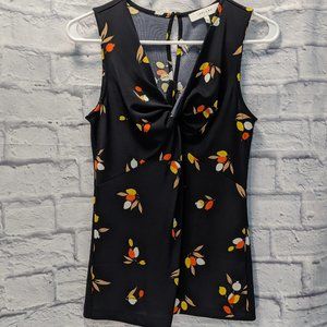 NWOT Navy fruit floral twist front sleeveless top